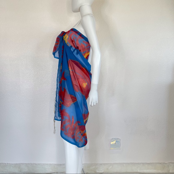 Swimsuit cover tropical design from India - Picture 4 of 11